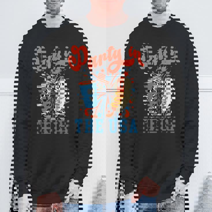 Party In The USA Hot Dog Fireworks American Flag 4th Of July Sweatshirt Gifts for Old Men
