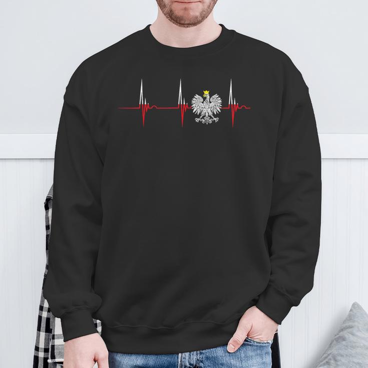 Polska Eagle Pole Heartbeat Ecg Pulse Polish Pride Sweatshirt Geschenke für alte Männer