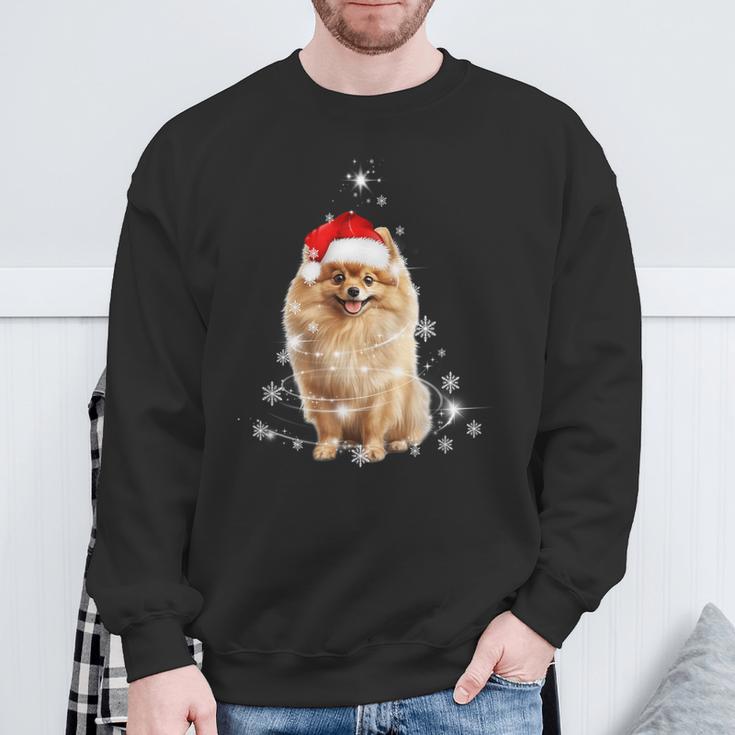 Pomeranian Christmas Tree Santa Hat Lights Jumper Sweatshirt Geschenke für alte Männer