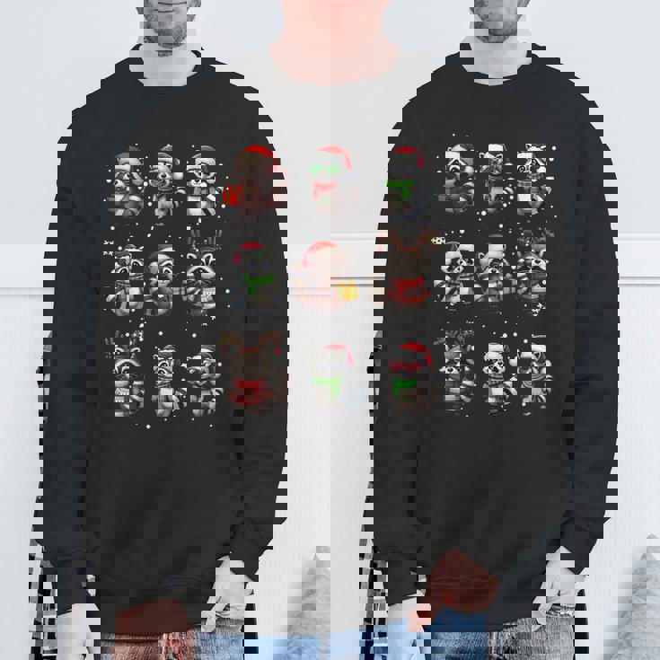 Raccoon Lover Christmas Lights Sweatshirt - Festive Pajama Top Gifts for Old Men