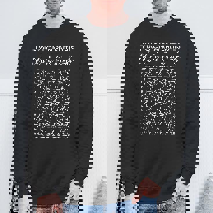 If You Can Read This Let's Be Friends Granny Squares Sweatshirt Gifts for Old Men