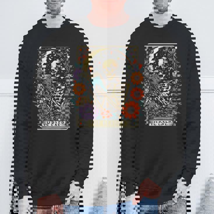 The Reader Tarot Card Skeleton Reading Book Bookworm Bookish Sweatshirt Gifts for Old Men