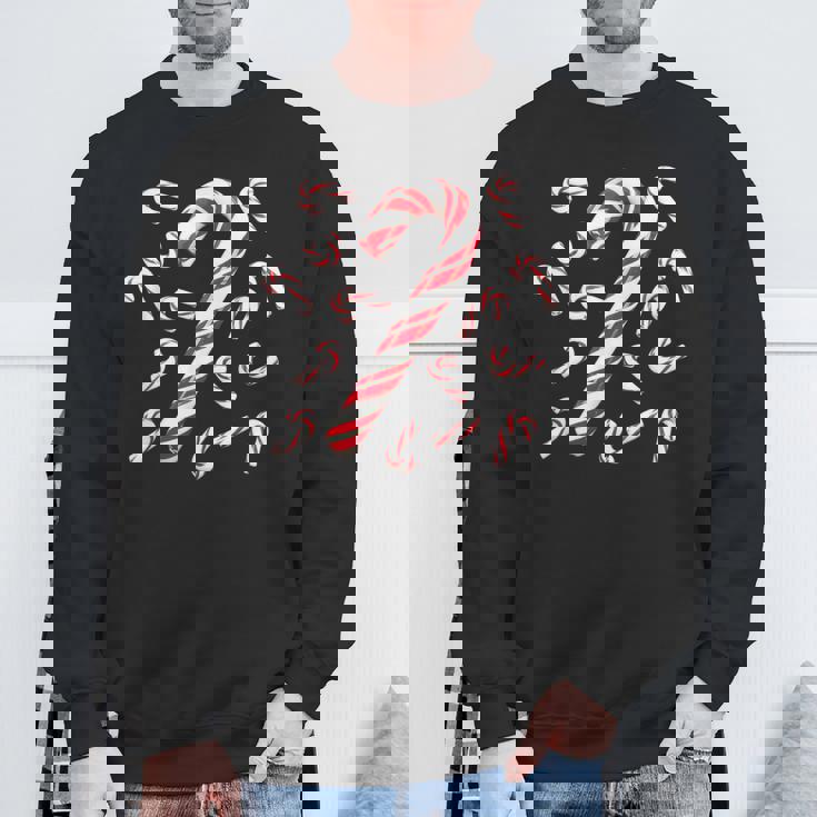 Red And White Candy Cane Santa Christmas Sweatshirt Gifts for Old Men