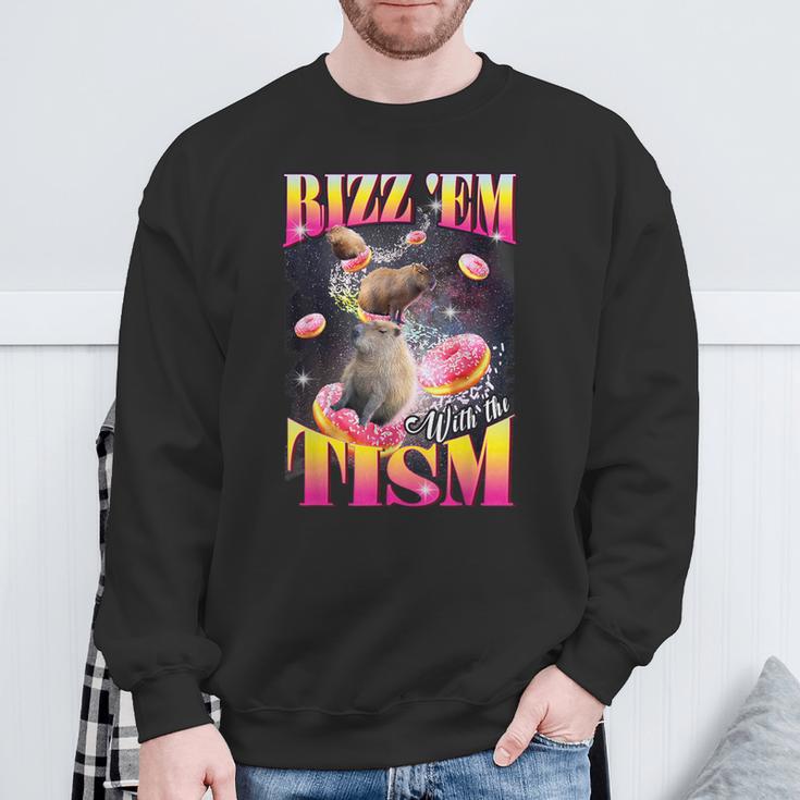 Rizz 'Em With The Tism Donut Capybara Sweatshirt Gifts for Old Men