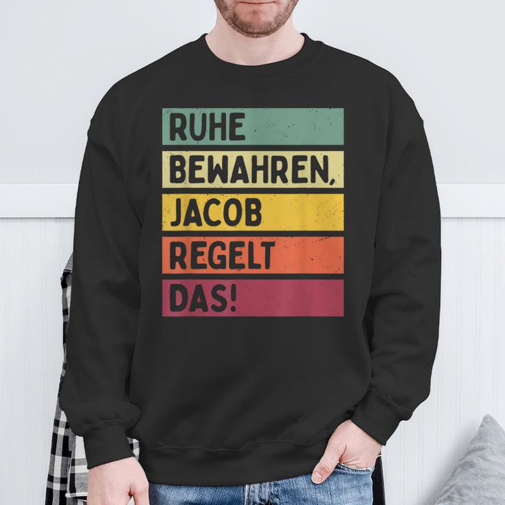 Ruhe Bewahren Jacob Regelt Das Spruch In Retro Colours Sweatshirt Geschenke für alte Männer