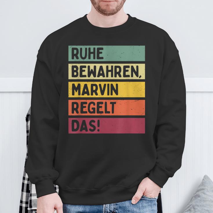 Ruhe Bewahren Marvin Regelt Das Spruch In Retro Farben Sweatshirt Geschenke für alte Männer