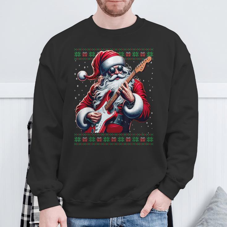 Santa Claus Guitar Ugly Christmas Jumper Sweatshirt Geschenke für alte Männer