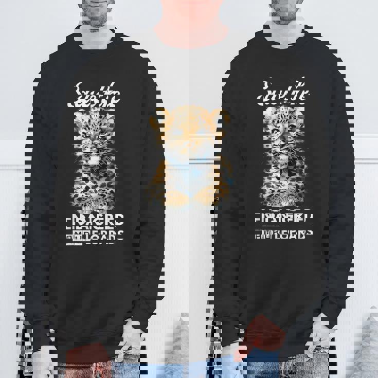 Save The Endangered Amur Leopard Watercolor Cute Cub Sweatshirt Gifts for Old Men