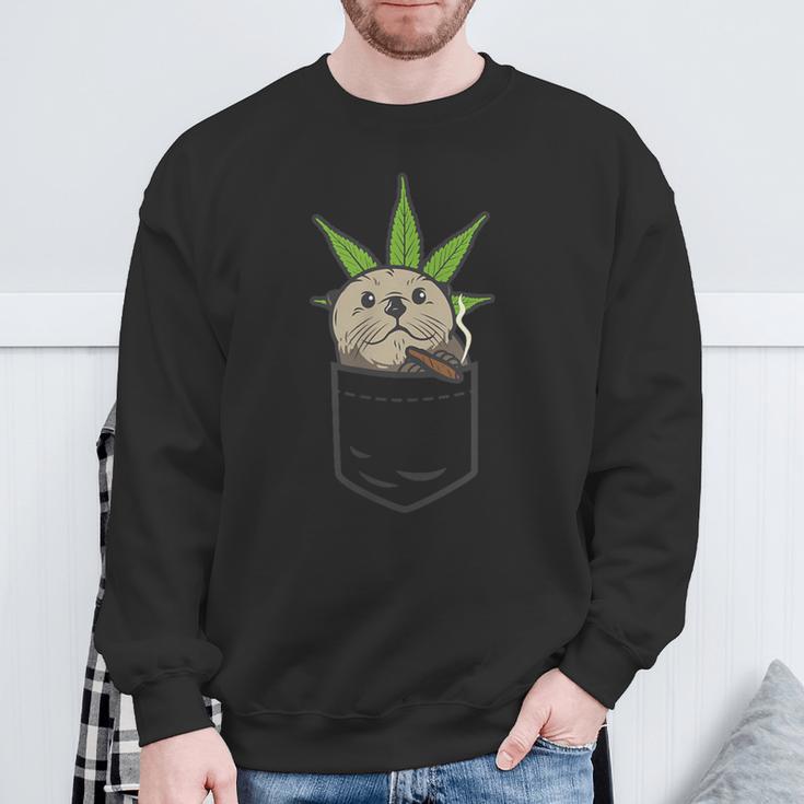 Sea Otter Smoking Weed Cannabis Blunt 420 Thc Stoner Sweatshirt Geschenke für alte Männer