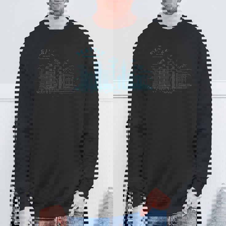 Seattle Skyline Vintage Seattle Washington Sweatshirt Gifts for Old Men