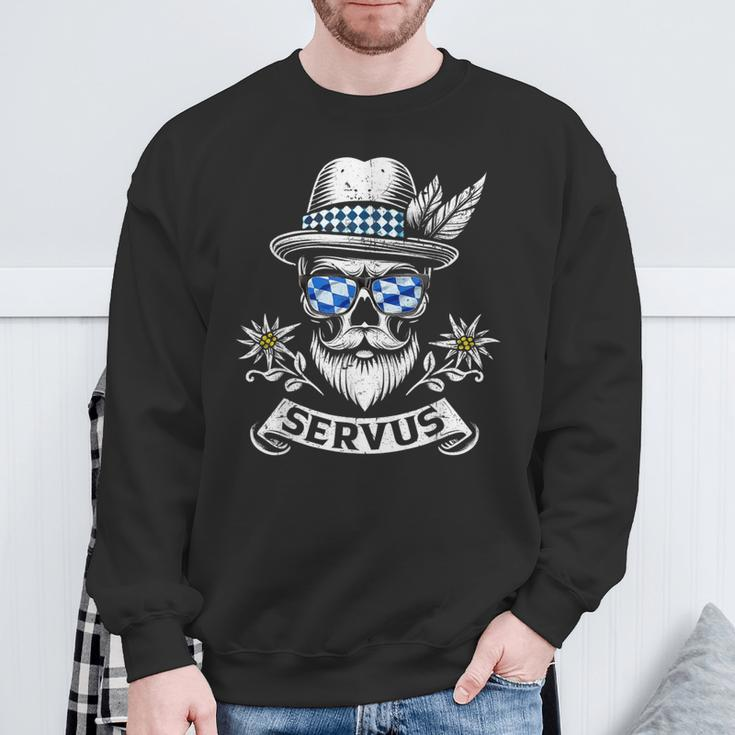 Servus Bayern Skull Bavarian Bua Costume Servus Sweatshirt Geschenke für alte Männer