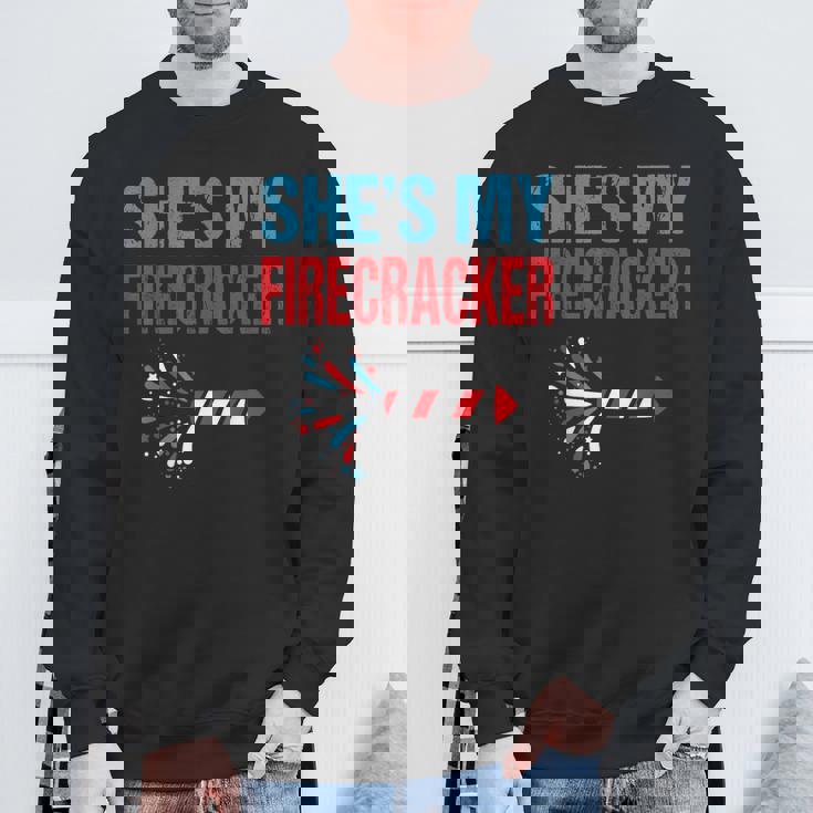 She's My Firecracker 4th Of July Fireworks Matching Couples Sweatshirt Gifts for Old Men