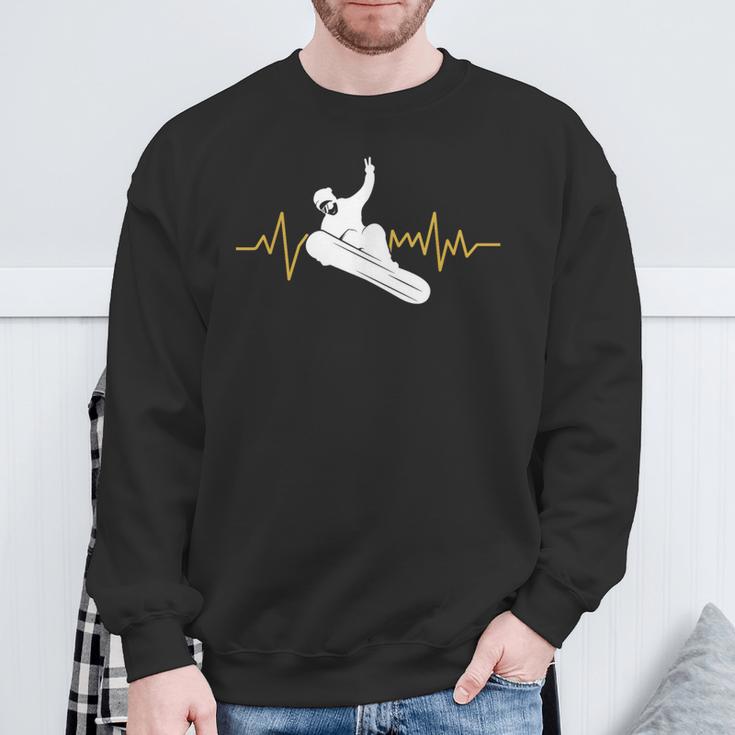 Snowboard Ekg Heartbeat Snowboarding Sweatshirt Geschenke für alte Männer