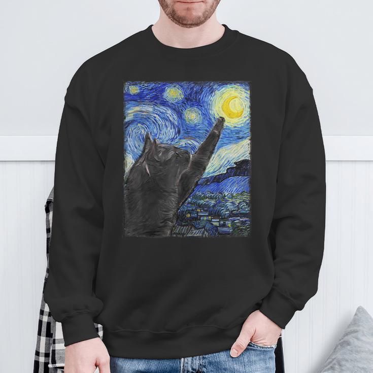 Starry Night Catan Gogh Cat Sweatshirt Geschenke für alte Männer