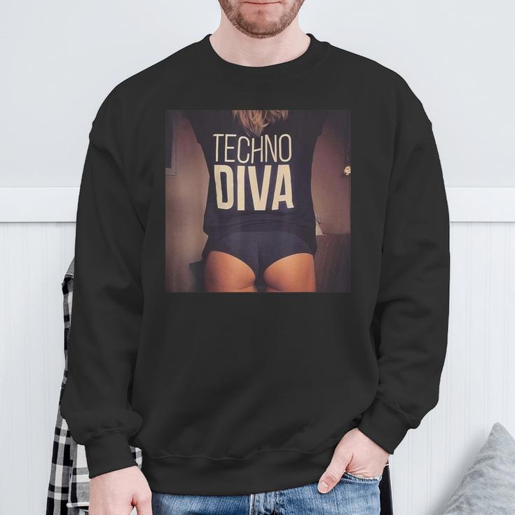 Techno Diva Cool Techno Dance Disco Edm Sweatshirt Geschenke für alte Männer