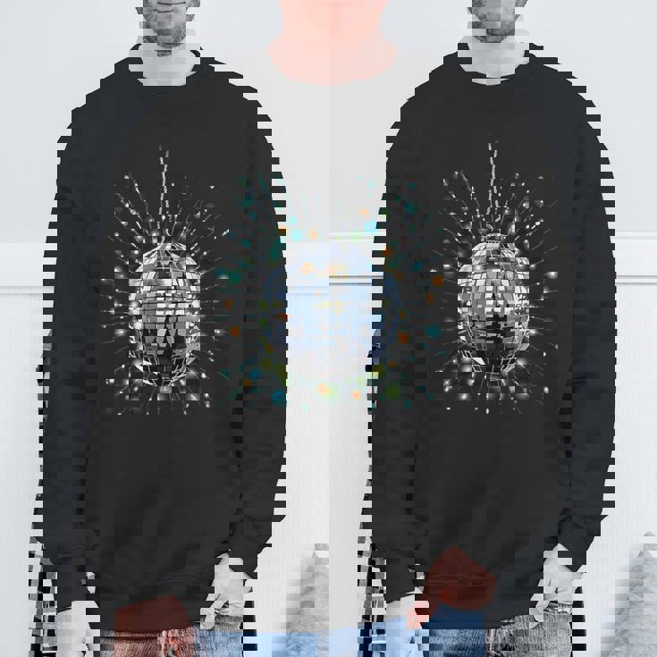 Techno Plattenspieler Und Discoball Outfits Retro Disco Ball Party Schwarz S Disco- Sweatshirt Geschenke für alte Männer