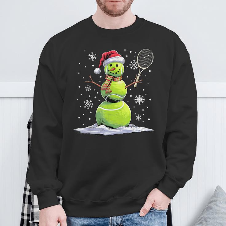 Tennis Snowman Tennis Player Santa Hat Christmas Sweatshirt Geschenke für alte Männer