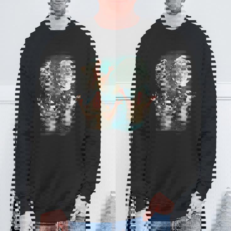 Three Possum Moon 3 Opossum Weird Cursed Meme Sweatshirt Gifts for Old Men