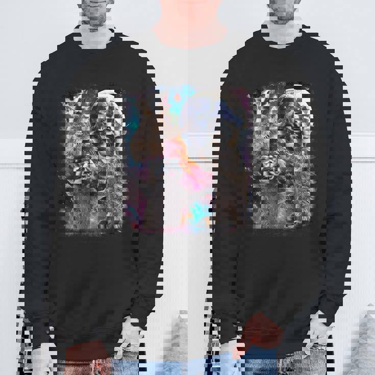 Three Raccoon Moon Sweatshirt - Whimsical Nighttime Design Gifts for Old Men