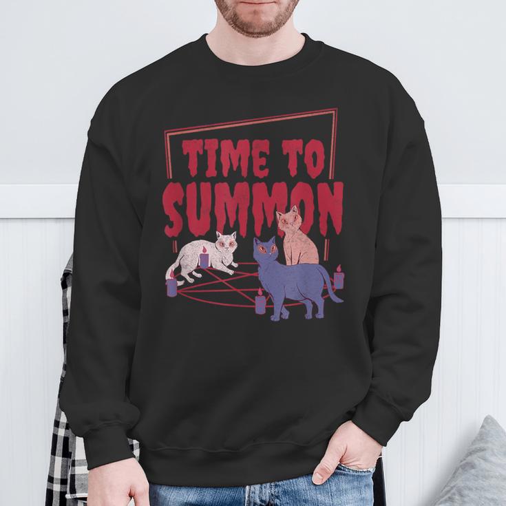 Time To Summon Satanic Cats With Pentagram Cat Pet Sweatshirt Geschenke für alte Männer