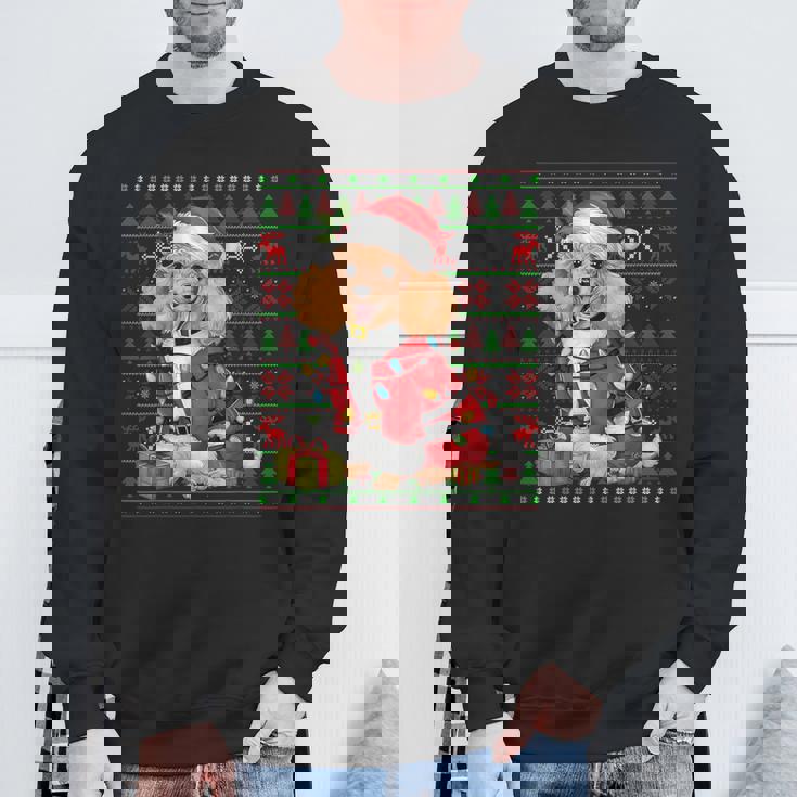 Toy Poodle Dog Xmas Lights Ugly Santa Toy Poodle Christmas Sweatshirt Gifts for Old Men