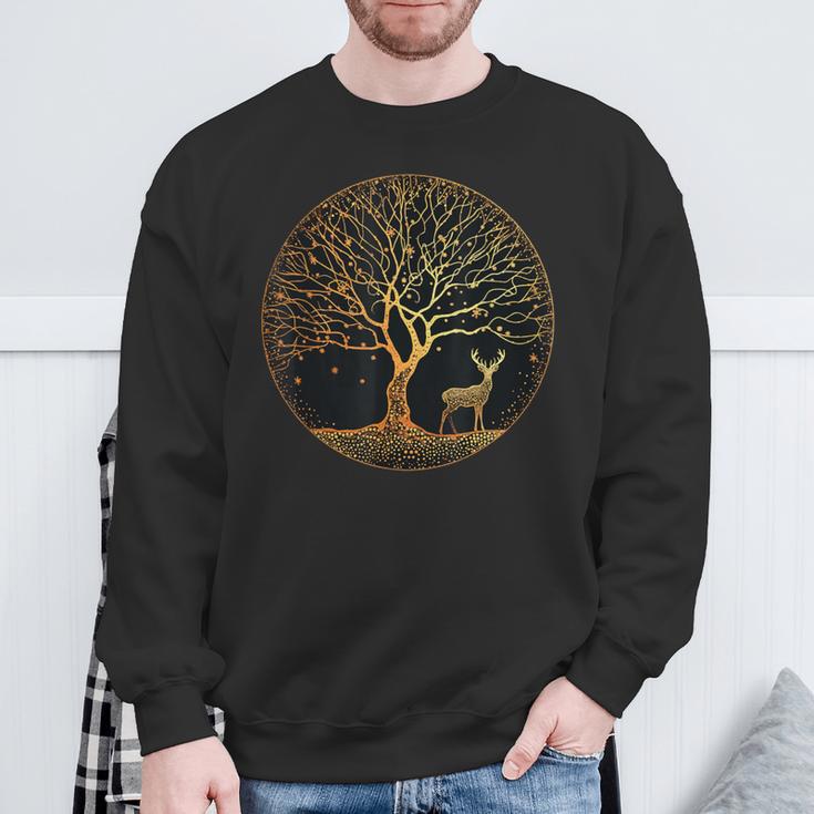 Tree Of Life Tree Of Life Yoga Meditation Tree Deer Sweatshirt Geschenke für alte Männer