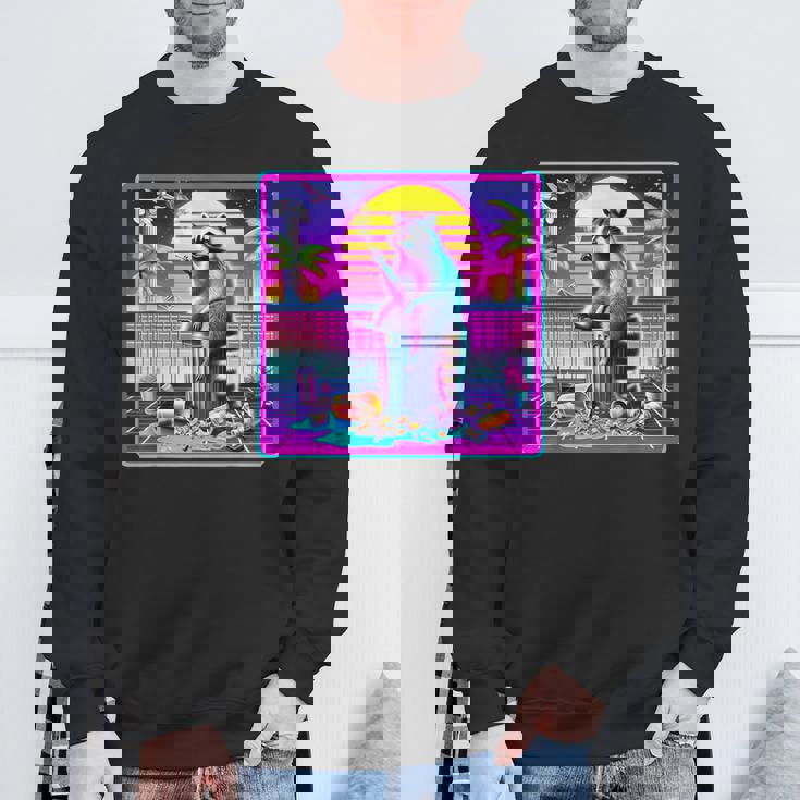 Vaporwave Synthwave Raccoon Sweatshirt | Retro Meme Style Gifts for Old Men