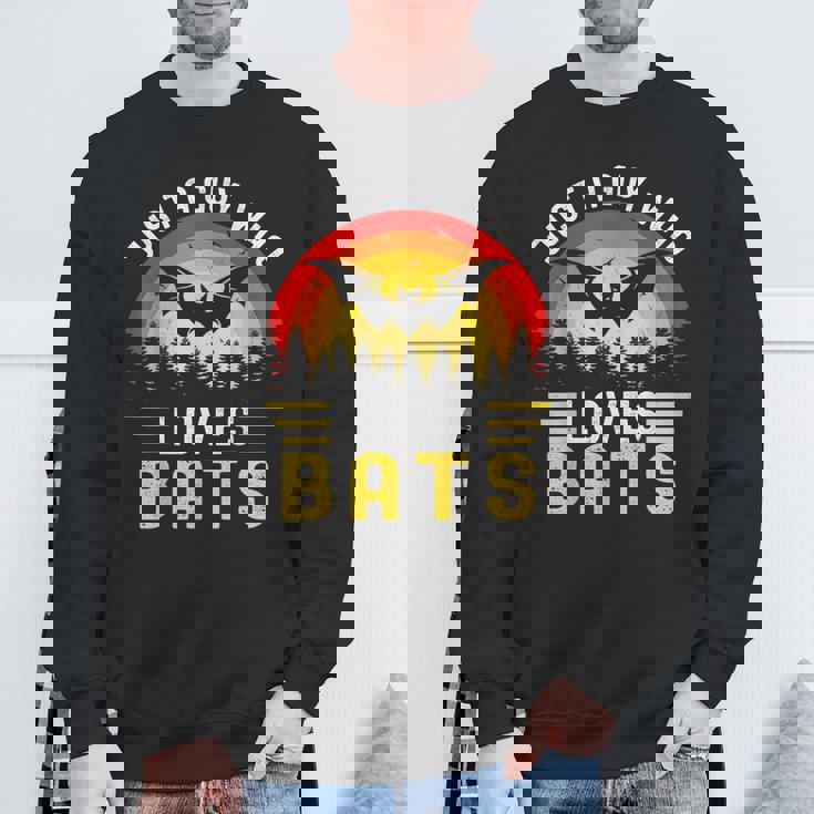 Vintage Bat Just A Guy Who Loves Bats Bat Halloween Sweatshirt Gifts for Old Men