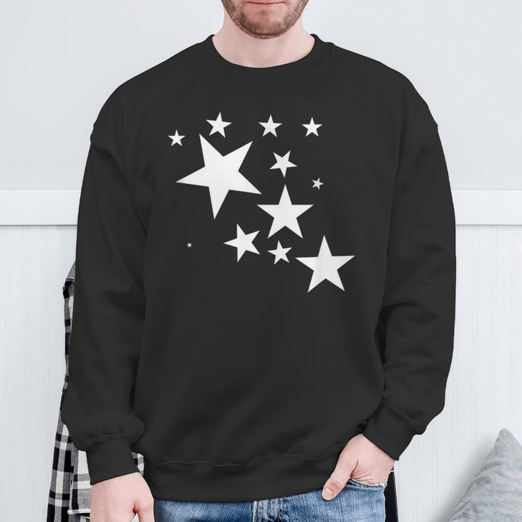 Weiße Sterne Sternschnuppe Stern-Muster Geschenk Damen Sweatshirt Geschenke für alte Männer