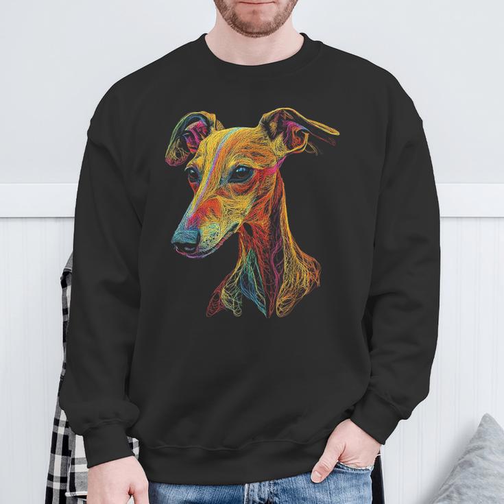 Whippet Dog Motif Pet Illustration Colourful Whippet Sweatshirt Geschenke für alte Männer