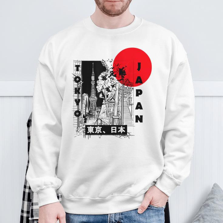 Aesthetic Retro Tokyo Tower Silhouette Japan Fans Sweatshirt Geschenke für alte Männer