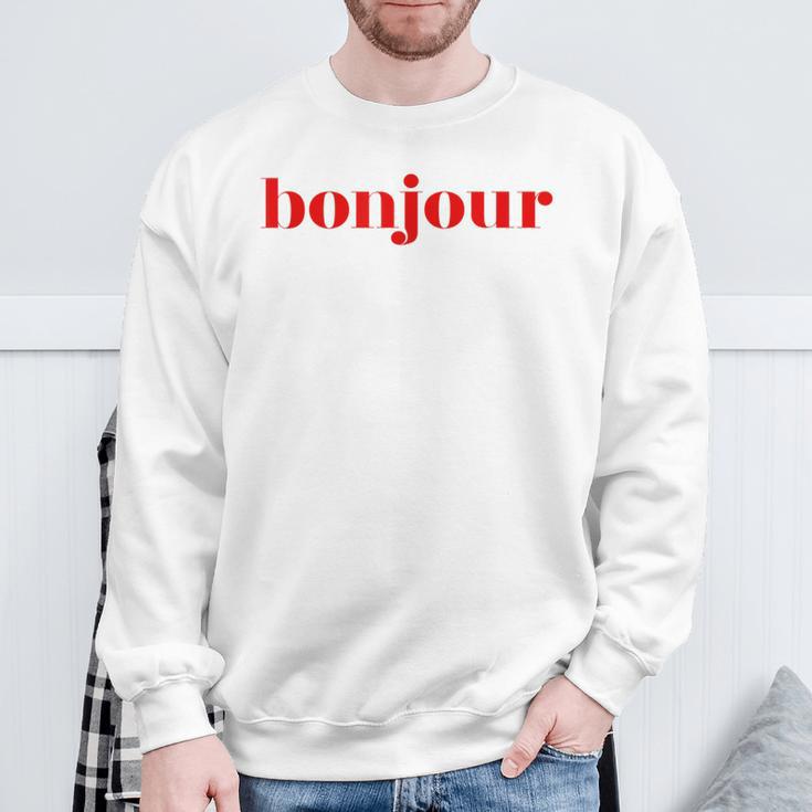 Bonjour For French Lovers Blue Sweatshirt Geschenke für alte Männer