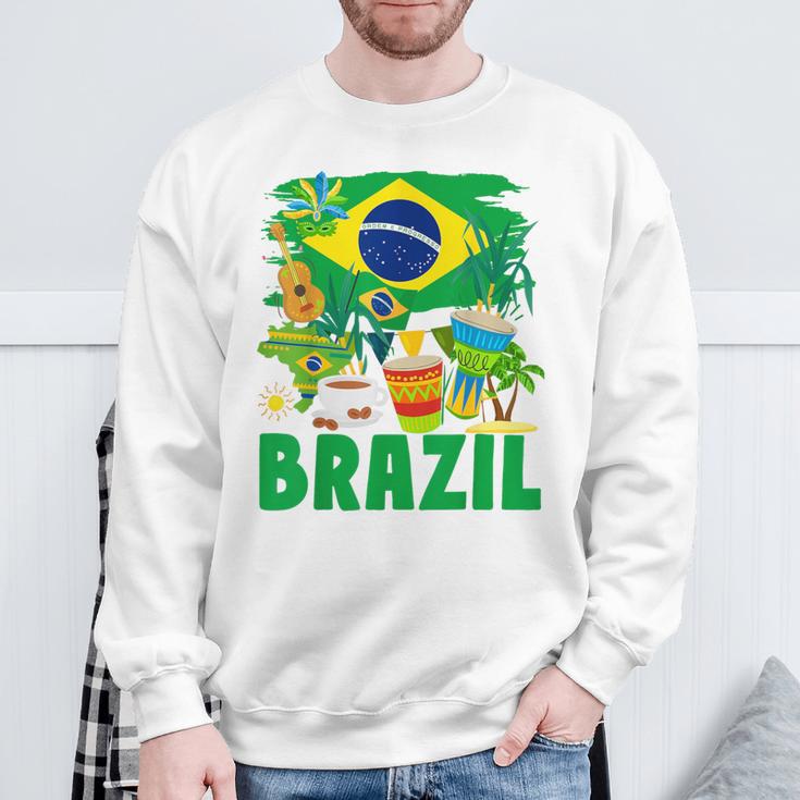 Brazil Flag Outfit Idea For Children Brazil & Brazilian Flag Yellow Sweatshirt Geschenke für alte Männer