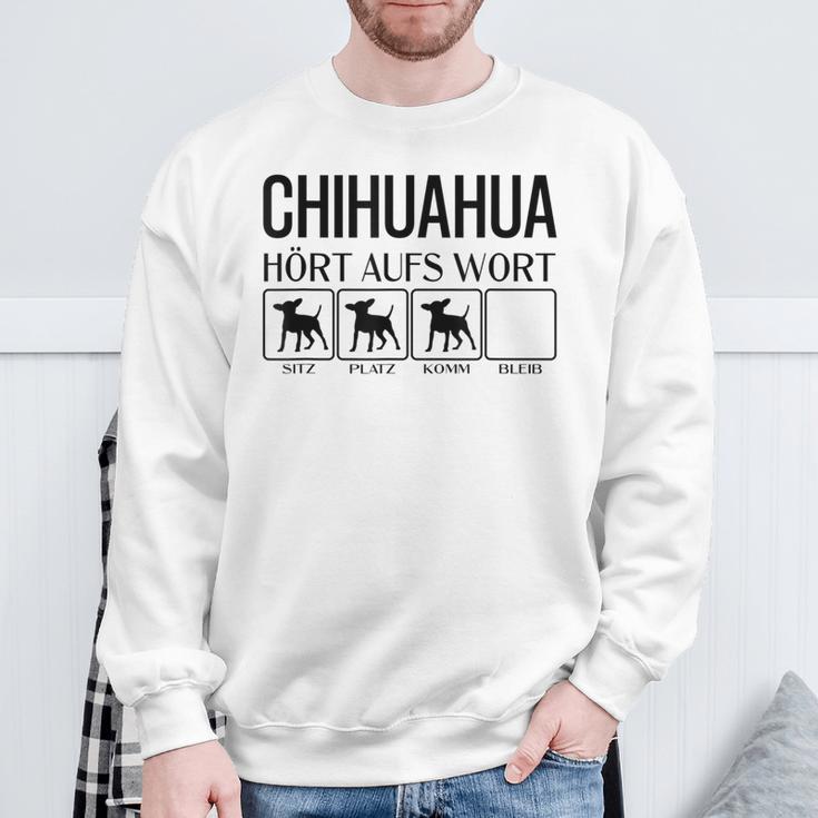 Chihuahua Hört Auf Wort Chihuahua Gray Sweatshirt Geschenke für alte Männer