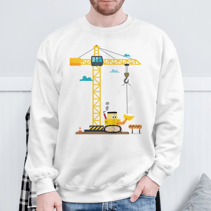 Children's 2Nd Birthday Boys With Crane And Digger Construction Site Sweatshirt Geschenke für alte Männer