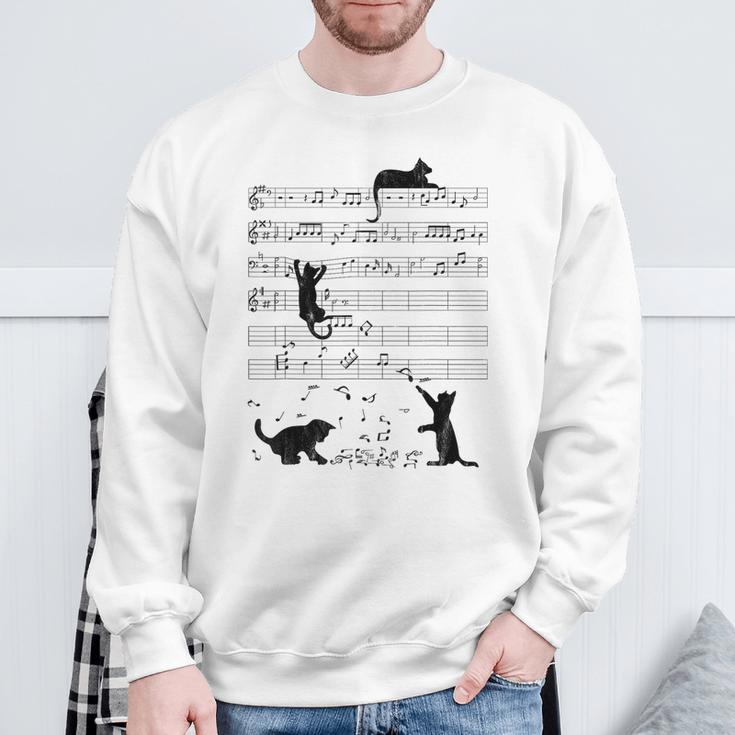 Cute Cat Music Noteintage Notes Musician Sweatshirt Geschenke für alte Männer