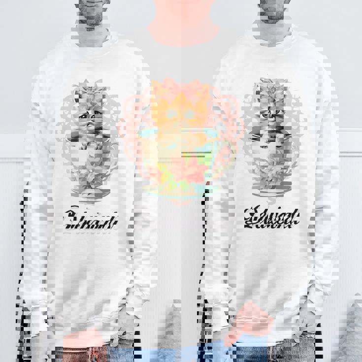 Delusional Coquette Cat Kitten Pink Bow Ribbon Y2k Aesthetic Sweatshirt Gifts for Old Men