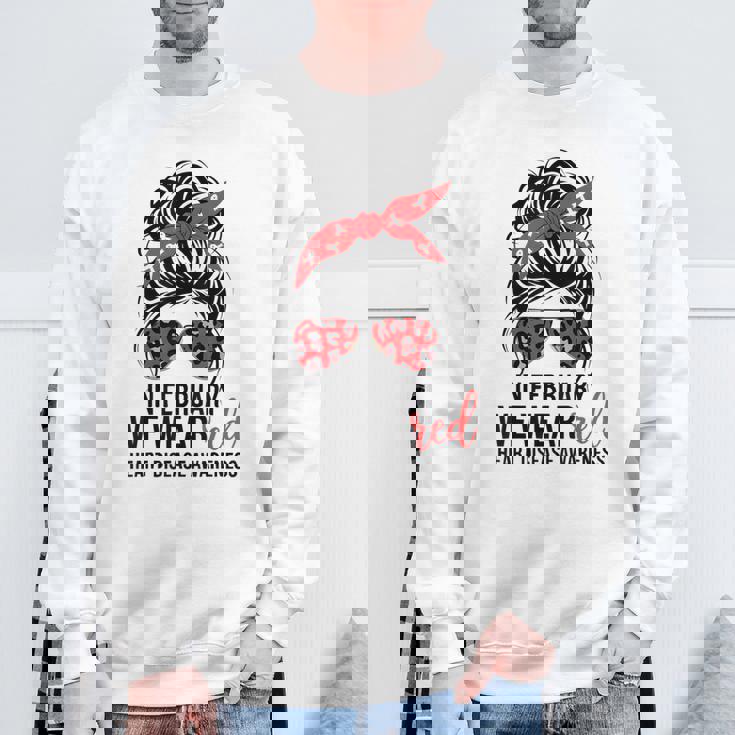 In February We Wear Red Heart Health Awareness Chd Disease Sweatshirt Gifts for Old Men