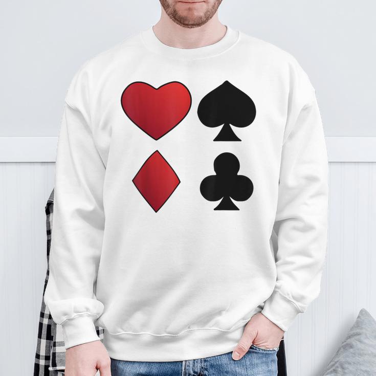 Poker Playing Cards Cross Heart Motif Card Fun Sweatshirt Geschenke für alte Männer