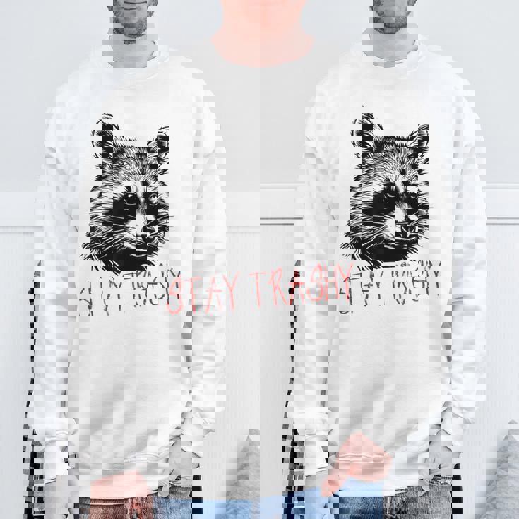 Street Cat Vintage Stay Trashy Raccoon Sweatshirt Gifts for Old Men