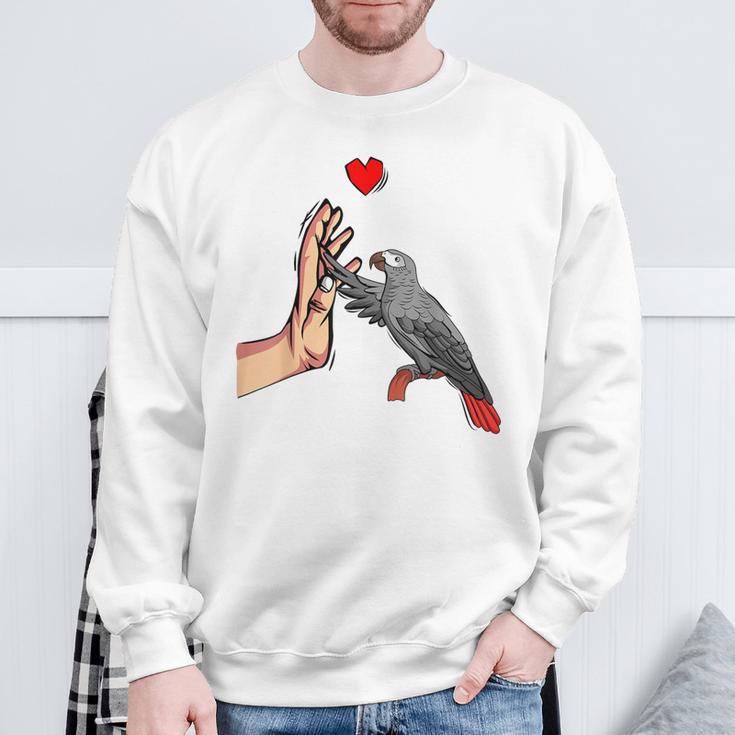 Grey Parrot Love Parrot Heart Bird Sweatshirt Geschenke für alte Männer