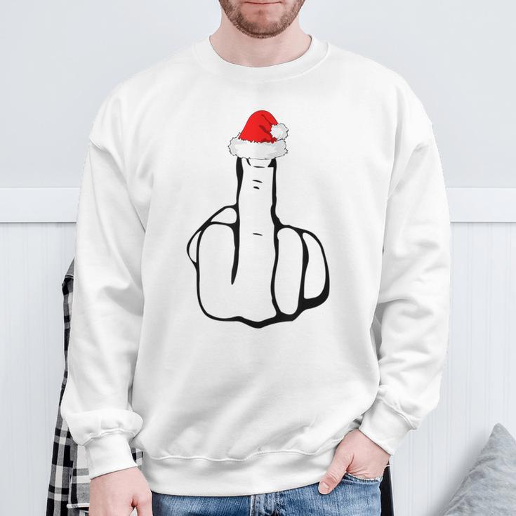 Middle Finger Jolly As Fuck Adult Joke Offensive Christmas Sweatshirt Geschenke für alte Männer