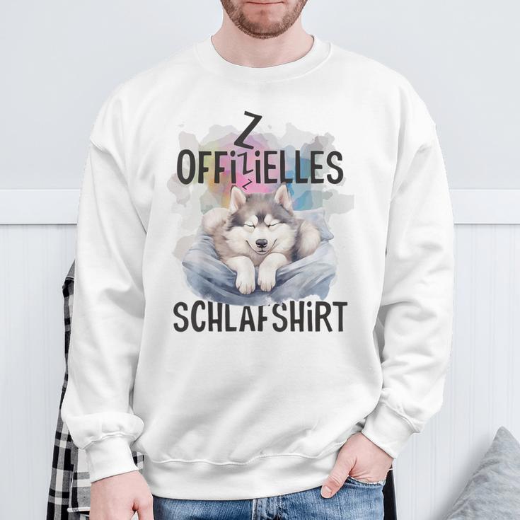 Official Siberian Husky Dog Sleep Blue Sweatshirt Geschenke für alte Männer