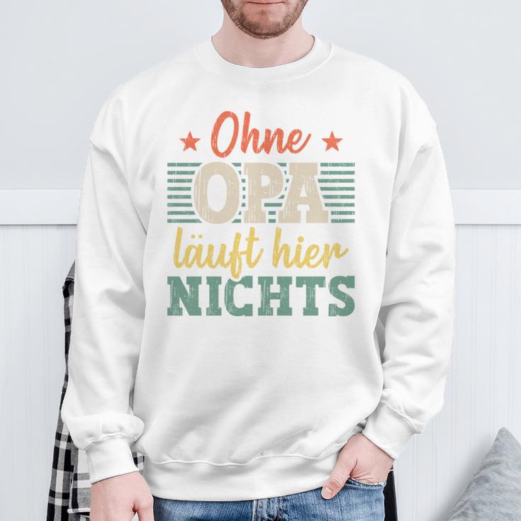 Ohne Opa Läuft Hier Nichts Bester Opa Long-Sleeved Sweatshirt Geschenke für alte Männer