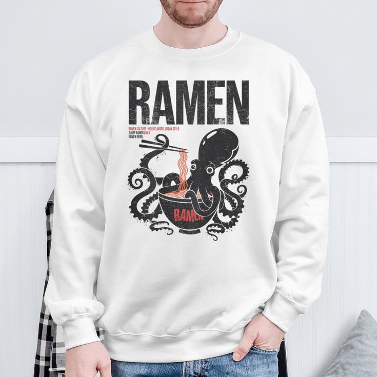 Ramen Anime Manga Kawaii Otaku Fashion Backprint Streetwear Gray Sweatshirt Geschenke für alte Männer