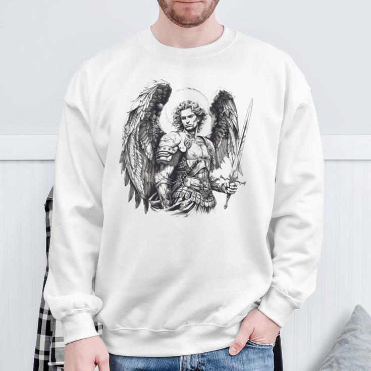 Saint Michael The Archangel Tattoo Style Sweatshirt Geschenke für alte Männer