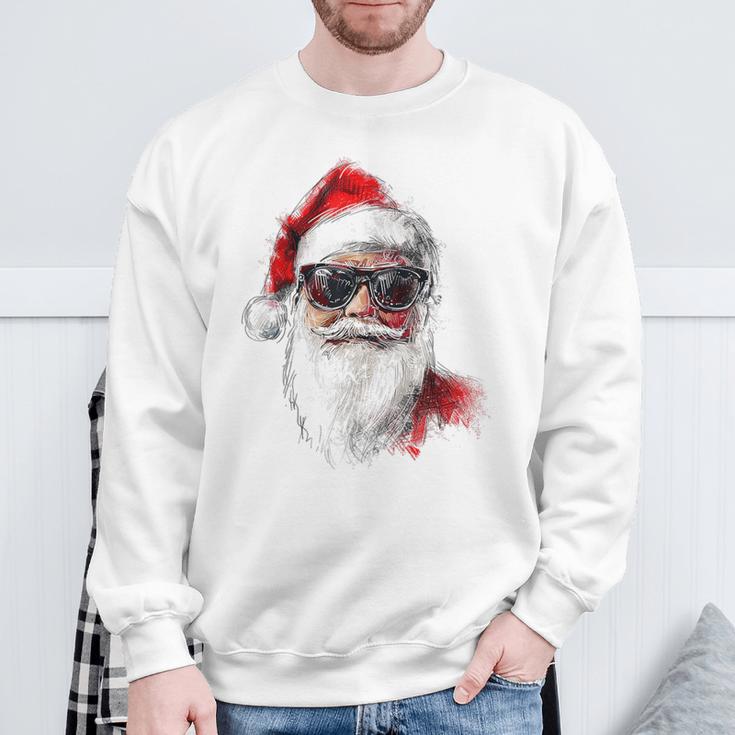 Santa Claus Christmas Graphic X-Mas Sunglasses Santa Sweatshirt Geschenke für alte Männer