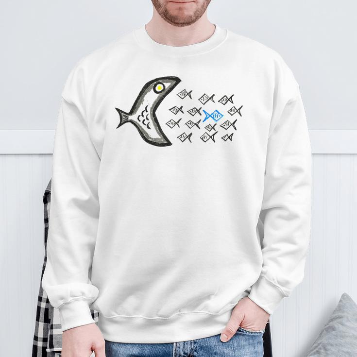 Smilo & Bron With Fish Motif Gray Sweatshirt Geschenke für alte Männer