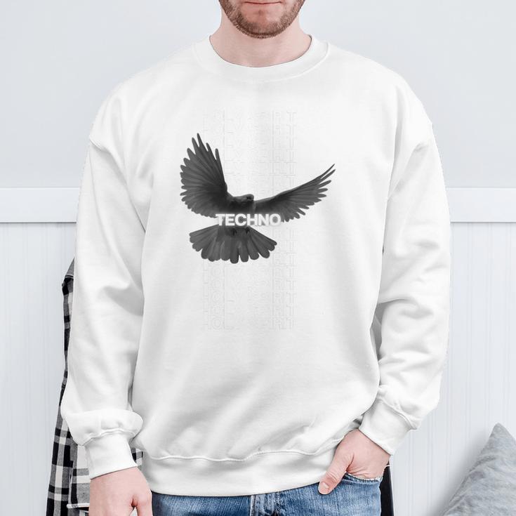 Techno Holy Spirit Rave Bird Raabe Hardtechno Deep Trance Sweatshirt Geschenke für alte Männer