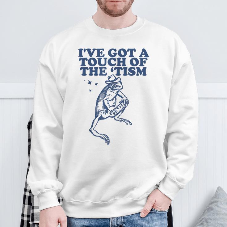 Vintage I've Got A Touch Of The Tism Retro Frog Meme Sweatshirt Gifts for Old Men